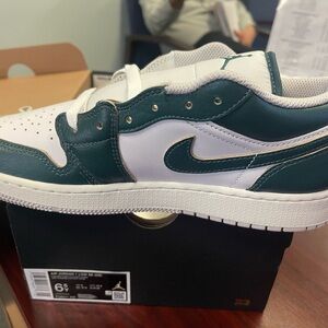 Nike Air Jordan 1 Low Teal and White Sneakers